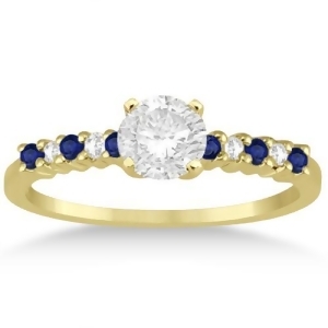 Petite Diamond and Sapphire Engagement Ring 18k Yellow Gold 0.15ct - All