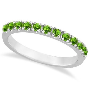 Peridot Stackable Band Anniversary Ring Guard 14k White Gold 0.38ct - All