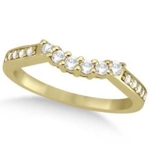 Floral Contour Band Diamond Wedding Ring 18k Yellow Gold 0.28ct - All