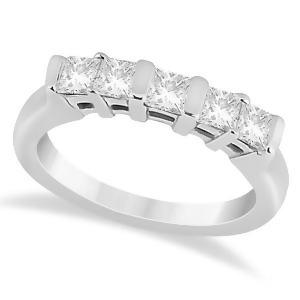 5 Stone Princess Cut Channel Set Diamond Ring 18k White Gold 0.50ct - All