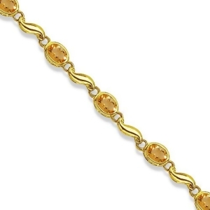 Bezel-set Oval Citrine Bracelet in 14K Yellow Gold 7x5 mm - All