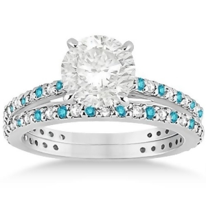 White and Blue Diamond Bridal Ring Set in 14K White Gold 1.06ct - All