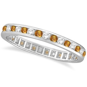 Citrine and Diamond Channel-Set Eternity Ring 14k White Gold 1.00ct - All