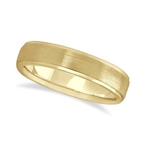 Men's Ridged Wedding Ring Band Satin Finish 14k Yellow Gold 5mm - All