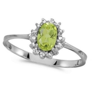 Peridot and Diamond Right Hand Flower Shaped Ring 14k White Gold 0.55ct - All