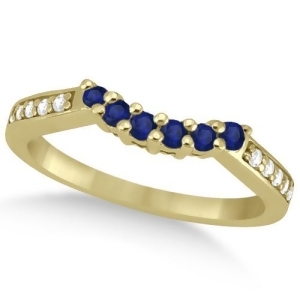 Floral Diamond and Sapphire Wedding Ring 18k Yellow Gold 0.30ct - All