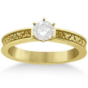 Carved Celtic Solitaire Engagement Ring Setting in 14K Yellow Gold - All