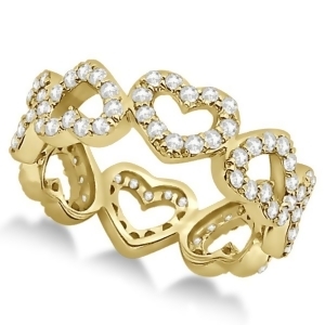 Eternity Interlocking Hearts Diamond Ring 14k Yellow Gold 1.00ct - All