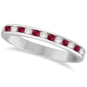 Ruby and Diamond Semi-Eternity Channel Ring 14k White Gold 0.40ct - All