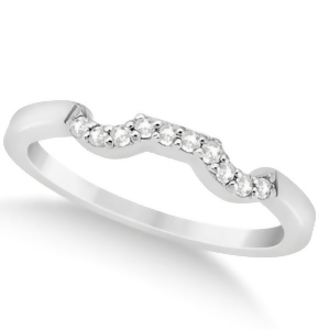 Modern Curved Diamond Wedding Band for Women 14k White Gold 0.10ct - All