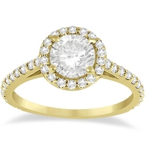 Halo Diamond Cathedral Engagement Ring Setting 18k Yellow Gold 0.64ct - All
