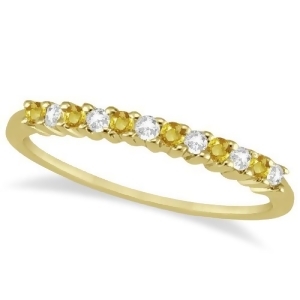 Diamond and Yellow Sapphire Wedding Band 14k Yellow Gold 0.20ct - All