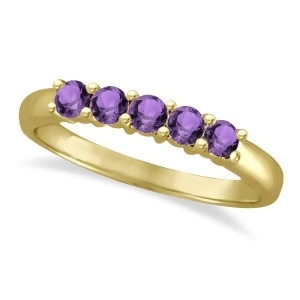 Five Stone Amethyst Ring 14k Yellow Gold 0.79ctw - All