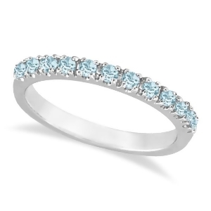 Aquamarine Stackable Ring Anniversary Band in 14k White Gold - All