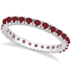Garnet Eternity Band Stackable Ring 14K White Gold 0.50ct - All