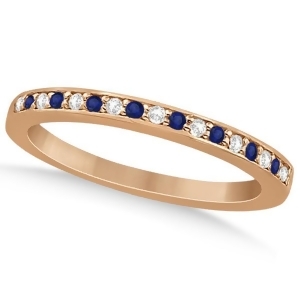 Cathedral Blue Sapphire and Diamond Wedding Band 14k Rose Gold 0.29ct - All