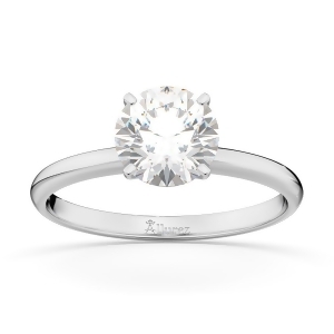 Four-prong 18k White Gold Solitaire Engagement Ring Setting - All