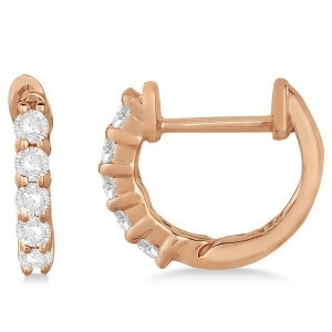 Hinged Hoop Diamond Huggie Style Earrings in 14k Rose Gold 0.25ct - All