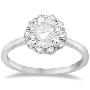 Floral Diamond Halo Engagement Ring Setting Platinum 0.20ct - All