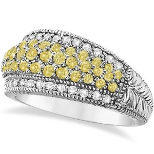 White and Yellow Canary Diamond Right-Hand Ring 14k White Gold 1.01ct - All