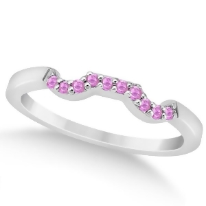 Pave Set Pink Sapphire Contour Wedding Band 14k White Gold 0.15ct - All
