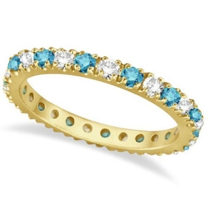 Fancy Blue and White Diamond Eternity Ring Band 14K Yellow Gold 0.50ct - All