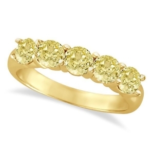 Five Stone Fancy Yellow Canary Diamond Anniversary Ring 14k 1.50ct - All