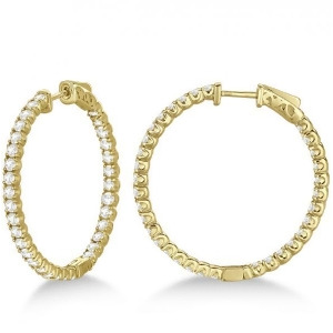 Large Round Diamond Hoop Earrings 14k Yellow Gold 3.25ct - All