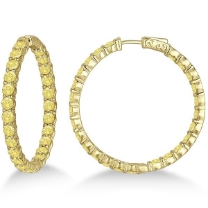 Fancy Yellow Canary Diamond Hoop Earrings 14k Yellow Gold 10.00ct - All