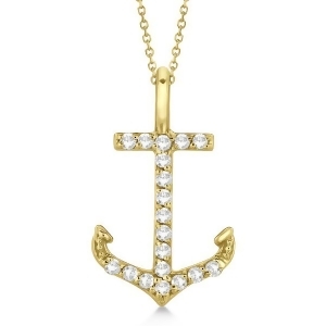 Anchor Diamond Pendant Necklace 14K Yellow Gold 0.10ct - All
