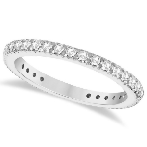 Pave Diamond Eternity Ring Anniversary Band 14K White Gold 0.50ct - All
