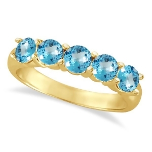Five Stone Blue Topaz Ring 14k Yellow Gold 2.20ctw - All