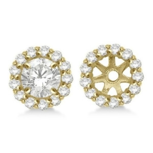 Round Diamond Earring Jackets for 9mm Studs 14K Yellow Gold 0.75ct - All