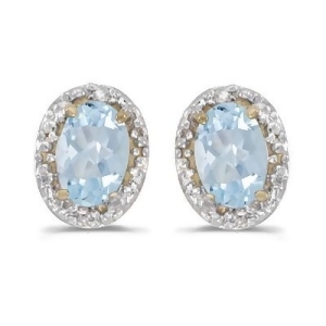 Diamond and Aquamarine Earrings 14k Yellow Gold 0.80ct - All
