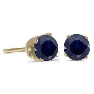 1.20Ct Blue Sapphire Stud Earrings September Birthstone 14k Yellow Gold - All