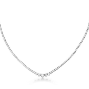 Graduated Eternity Diamond Tennis Necklace 18k White Gold 5.25ct - All