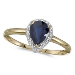 Pear Shape Blue Sapphire and Diamond Cocktail Ring 14k Yellow Gold - All