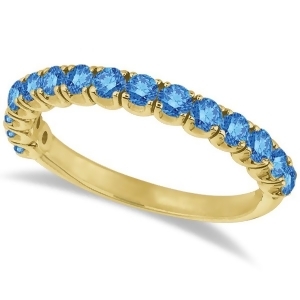 Fancy Blue Diamond Ring Anniversary Band in 14k Yellow Gold 1.00ct - All