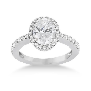 Oval Halo Diamond Engagement Ring Setting 14k White Gold 0.36ct - All