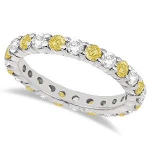 Canary Yellow and White Diamond Eternity Ring 14k White Gold 2.00ct - All