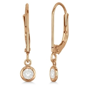 Leverback Dangling Drop Diamond Earrings 14k Rose Gold 0.20ct - All