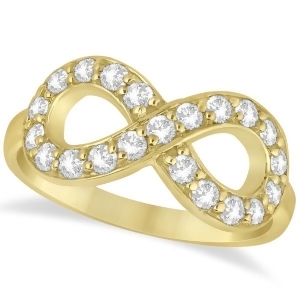 Pave Set Diamond Infinity Loop Ring in 14k Yellow Gold 0.65 ct - All