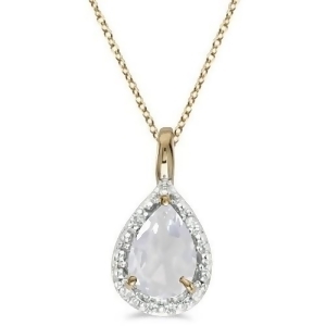 Pear Shaped White Topaz Pendant Necklace 14k Yellow Gold 0.85ct - All