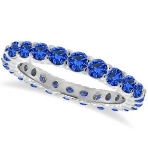 Blue Sapphire Eternity Ring Anniversary Band 14k White Gold 1.07ct - All