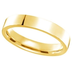 14K Yellow Gold Plain Wedding Band Flat Comfort-Fit Plain Ring 4 mm - All