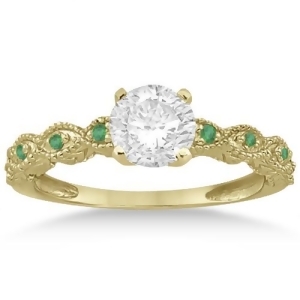 Vintage Marquise Emerald Engagement Ring 14k Yellow Gold 0.18ct - All