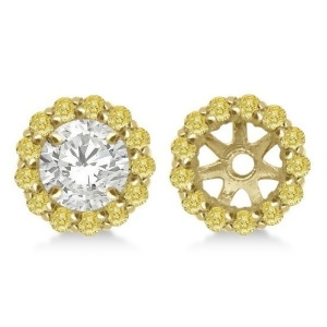 Round Yellow Diamond Earring Jackets for 7mm Studs 14K Y. Gold 0.58ct - All