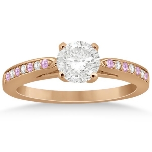 Cathedral Pink Sapphire Diamond Engagement Ring 14k Rose Gold 0.26ct - All