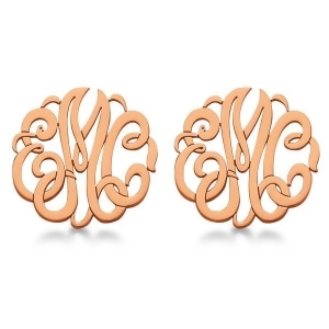 Personalized Monogram Post-Back Stud Earrings in 14k Rose Gold - All