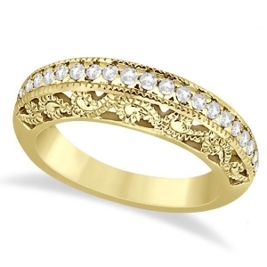 Vintage Filigree Diamond Wedding Ring 14K Yellow Gold 0.32ct - All